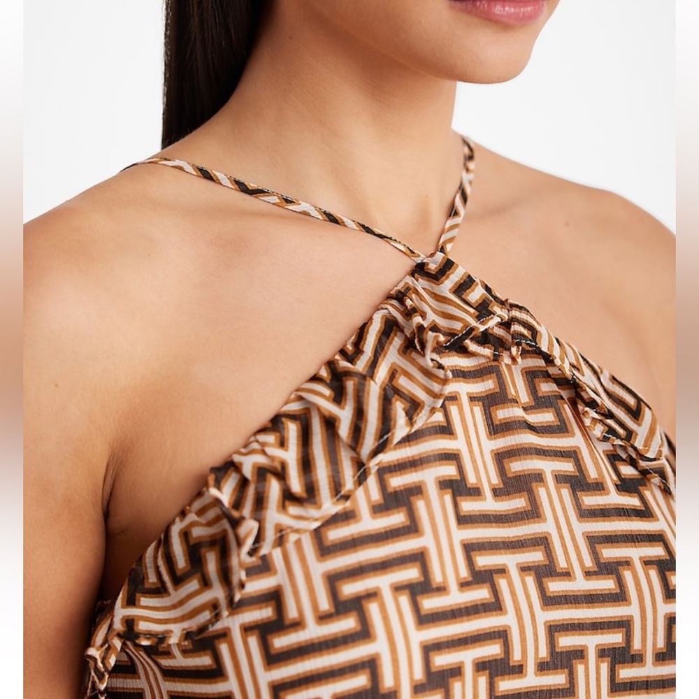 Express Printed Ruffle Halter Neck Tank, Small NWT - Picture 2 of 10